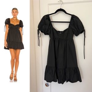 Amanda Uprichard Sicily Putf Sleeve Babydoll Dress in Black Size Small